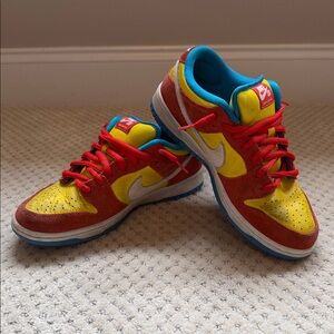 Nike Men's Dunks Bart Simpson colorway Low-Top Sneakers in Yellow, Red & Blue